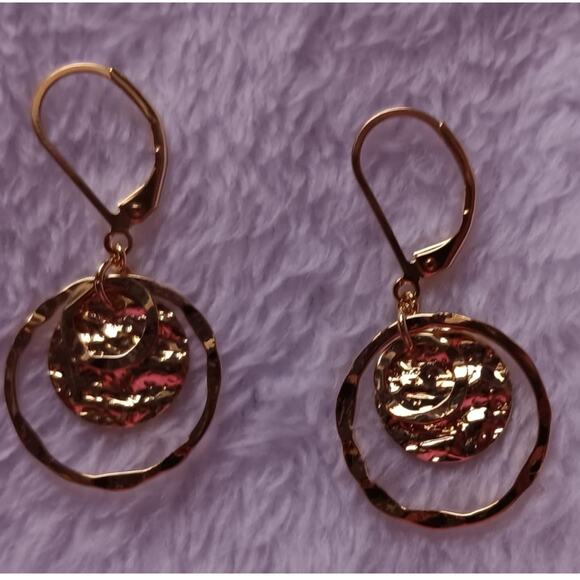 Women Gold and Silver Circle Drop Dangle Leverback Earrings Jewelry - Picture 1 of 5